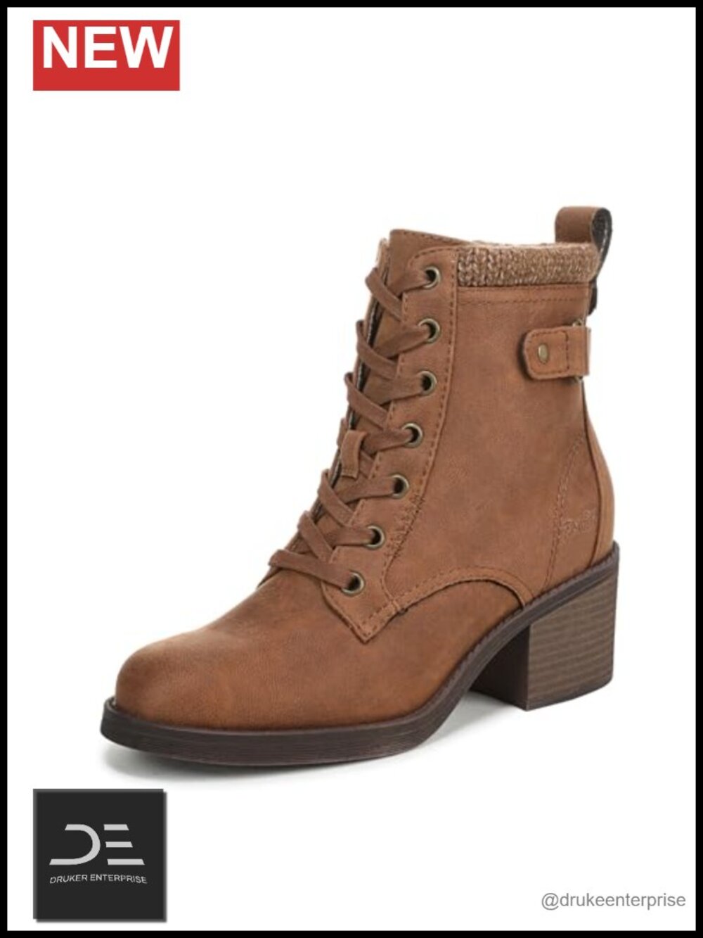 Blowfish Malibu Mags Faux Leather Ankle Bootie Stack Block Heel
